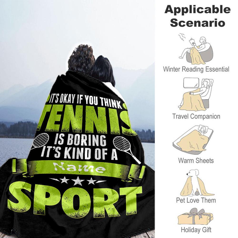 Tennis Style Customize Your Name Blanket Gift Customizable Blanket Soft Warm Cozy Versatile for Nap Office Picnics Sofa All-Season Use