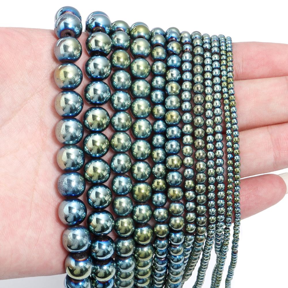 Apx 38-190pcs/Strand Round Hematite Beads Natural Stone Beads Loose Beads For Jewelry Making Diy Bracelet Accessories
