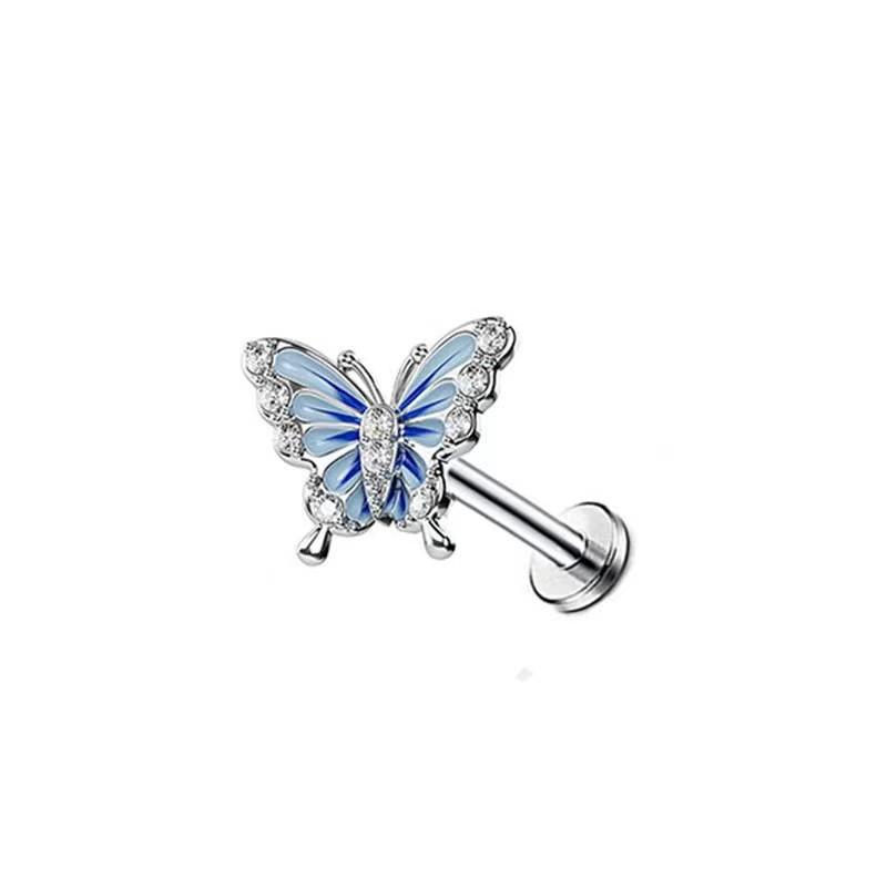 1 pc Heart Butterfly Belly Button Ring Fashion Glitter Nose Ring ear studs lip studs Piercing Barbell Pircing Body Zircon