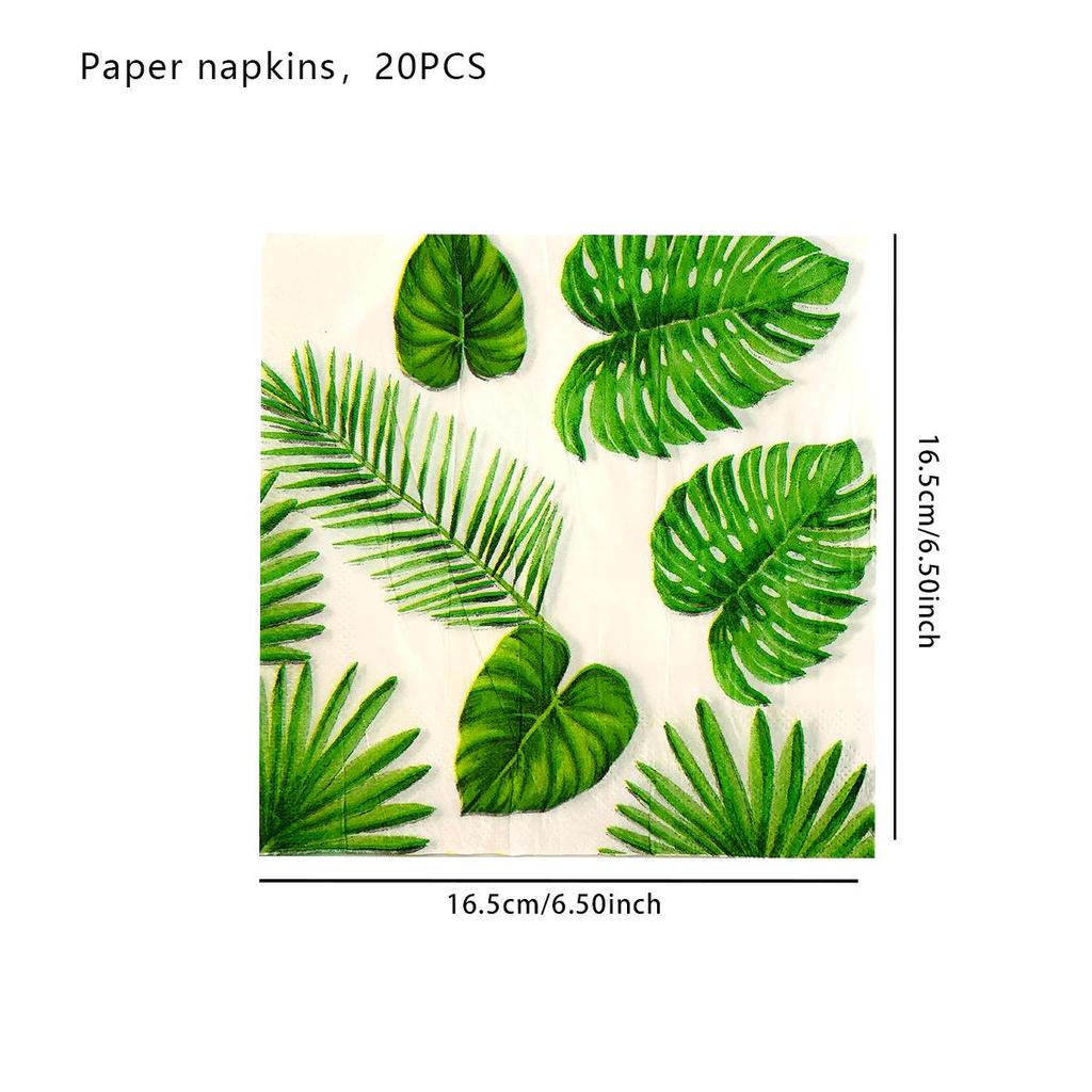 Hawaii Flamingo & Turtle Leaf Cartoon Animal Birthday Napkin Set