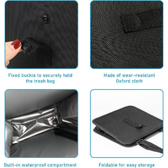 Foldable Car Trash Can, Waterproof Large Capacity Automotive Hanging Trash Bin, Leakproof Auto Garbage Bag Storage Container for All Vehicles,