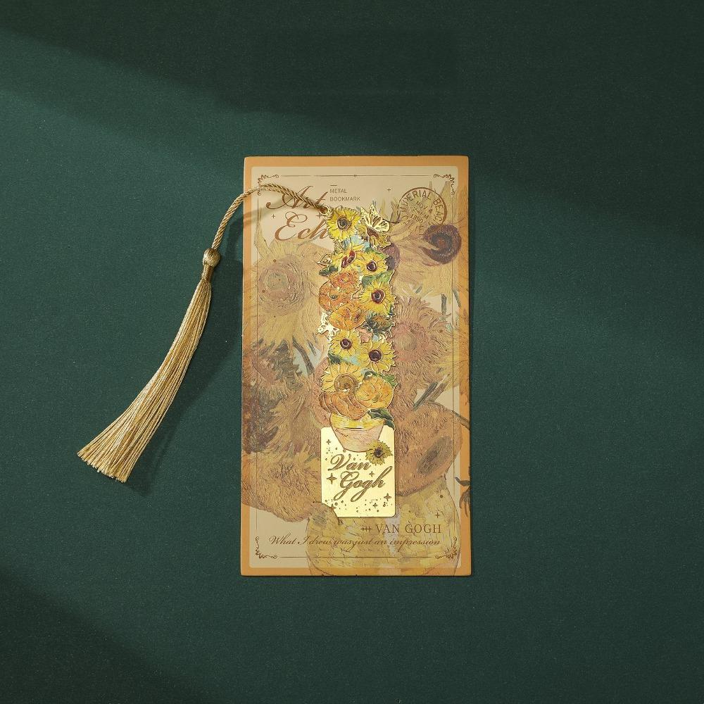 

з довгою китицею, металева закладка, олійний живопис, розмітка сторінок, вінтажний кліп для книги для читання Sunflower