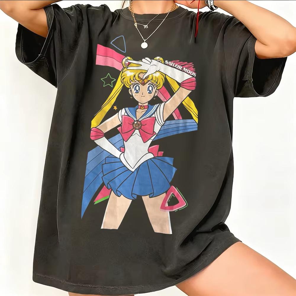Sailor Moon Retro 90s Anime Graphic T Shirt 2026 Summer Unisexs Clothing Women Tee Streetwear Casual Trend Couple Hip Hop Top