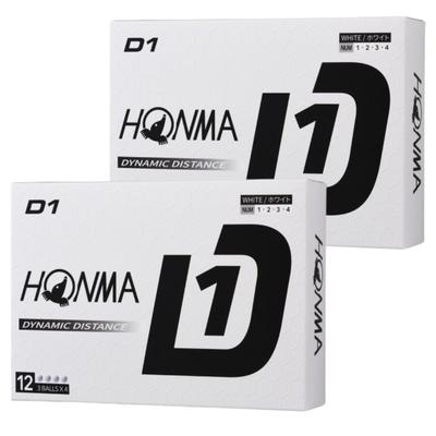 Twaalf Honma Golf D1 golfballen, model BT2401, wit, officieel gelicenseerde ballen, inclusief winkelkaart [2 sets] (24 ballen) Origineel