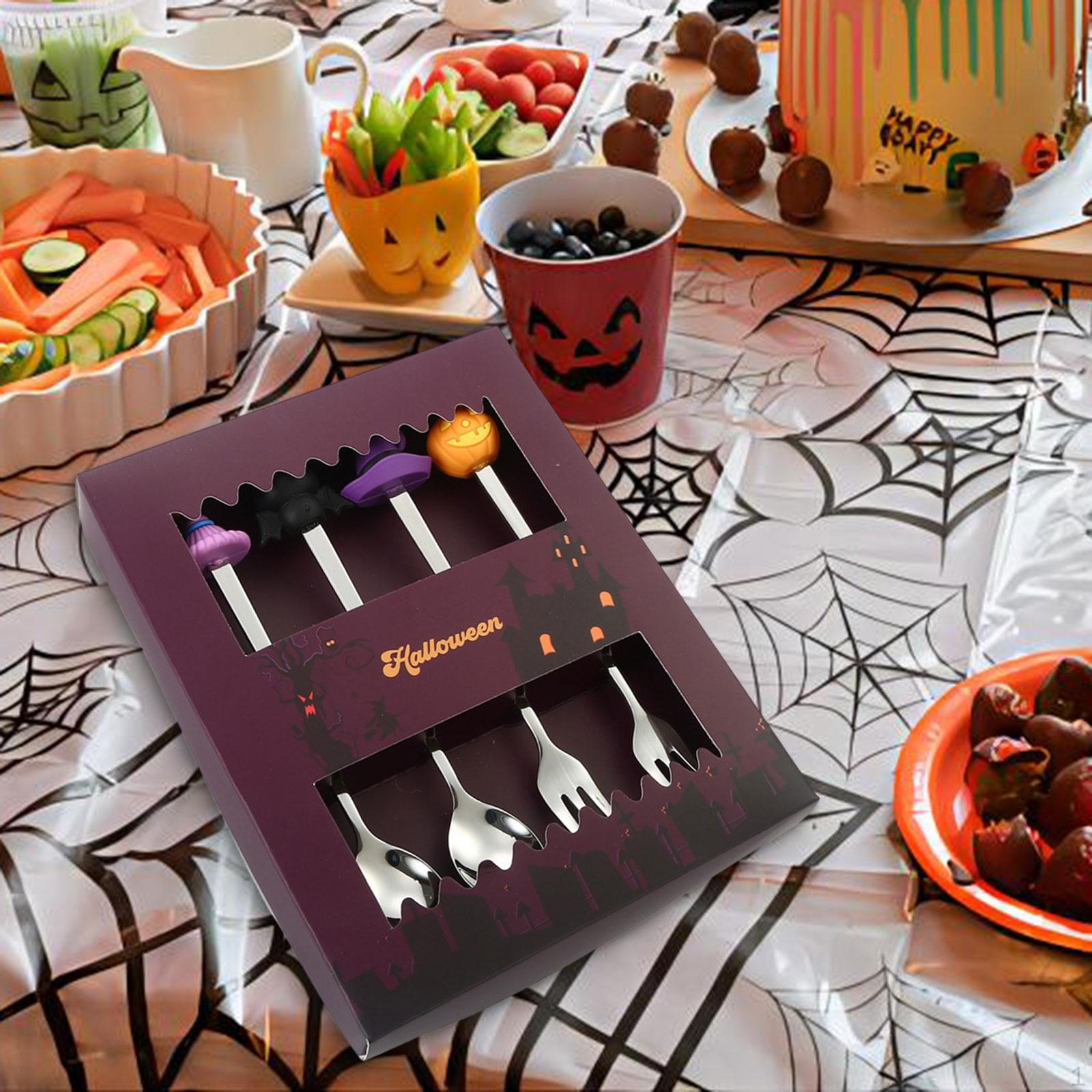 

Gift Box Halloween Spoon and Fork Set Flatware Multifunction Stirring Utensils Tableware for Tea Ice