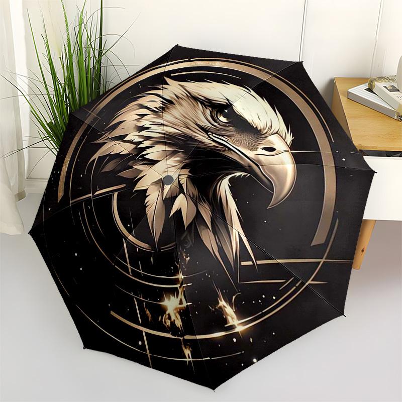 1pc Golden Eagle Emblem Umbrella with Plastic Handle,Suitable for All Seasons Umbrellaptys26017