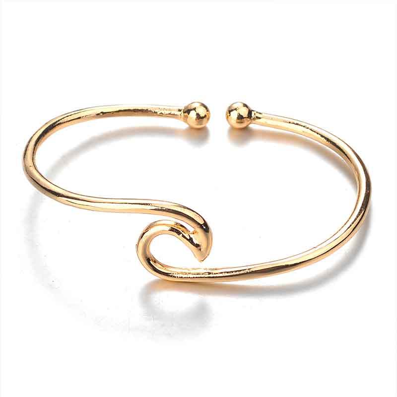 Elegantes Einfaches Wellenöffnungsarmband Mit Möwenförmigem Design Verstellbarer Goldlegierungs Schmuck