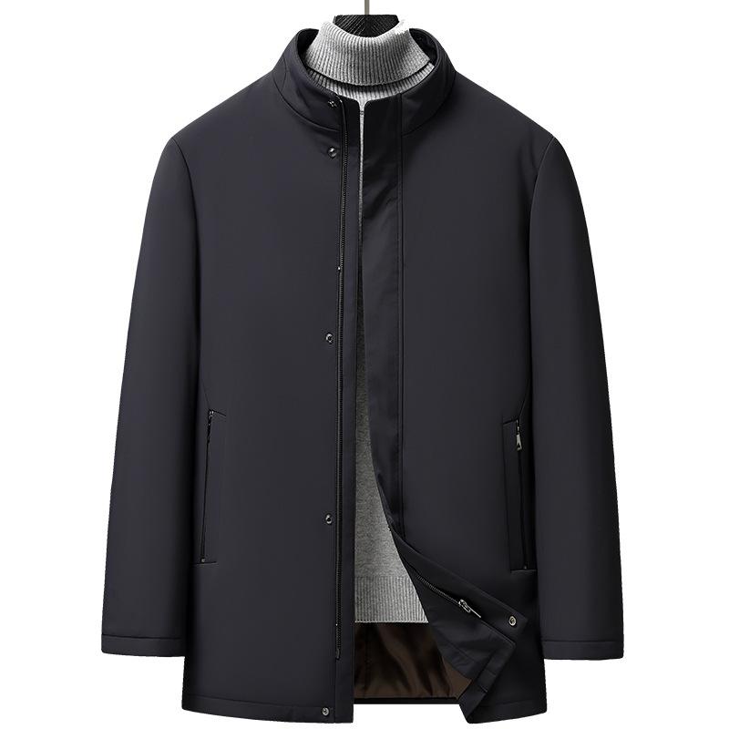 

Деловой повседневный пуховик среднего и длинного воротника-стойки для мужчин среднего возраста, зимний новый наряд для папы XXXXL темно-синий