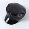PU Beret British Elegant Shiny Black Painter Hat Grandpa Hat Cabbie Hat for Outdoor Walk Club Cabbie Hat