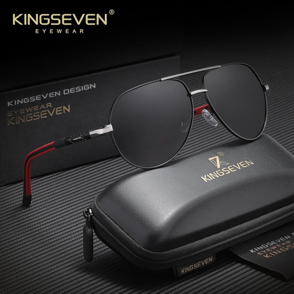 KINGSEVEN Classical Pilot Sunglasses Men Women Fashion Vintage Outdoor Travel Anti-Glare Polarized UV400 Summer Male Eyeglasses