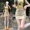 Cotton Blend Flower Print High Waist Short Skirt For Summer Casual Wear