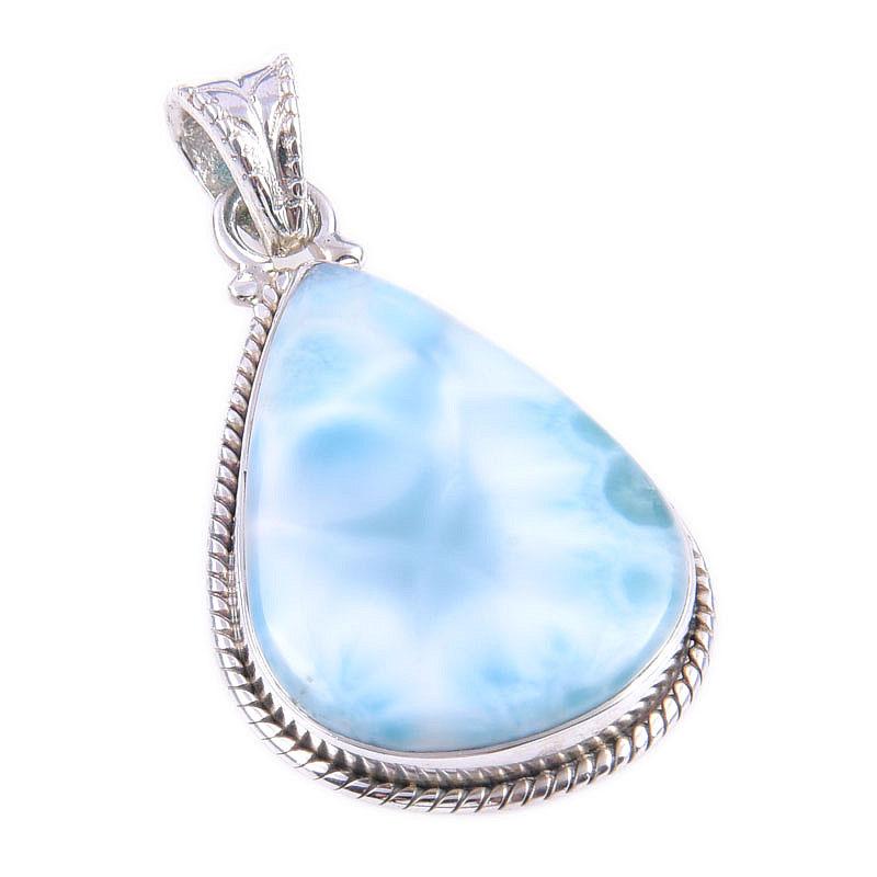 Natural Republic Larimar Gemstone 925 Solid Sterling Silver Pendant 1.25'' s9C99