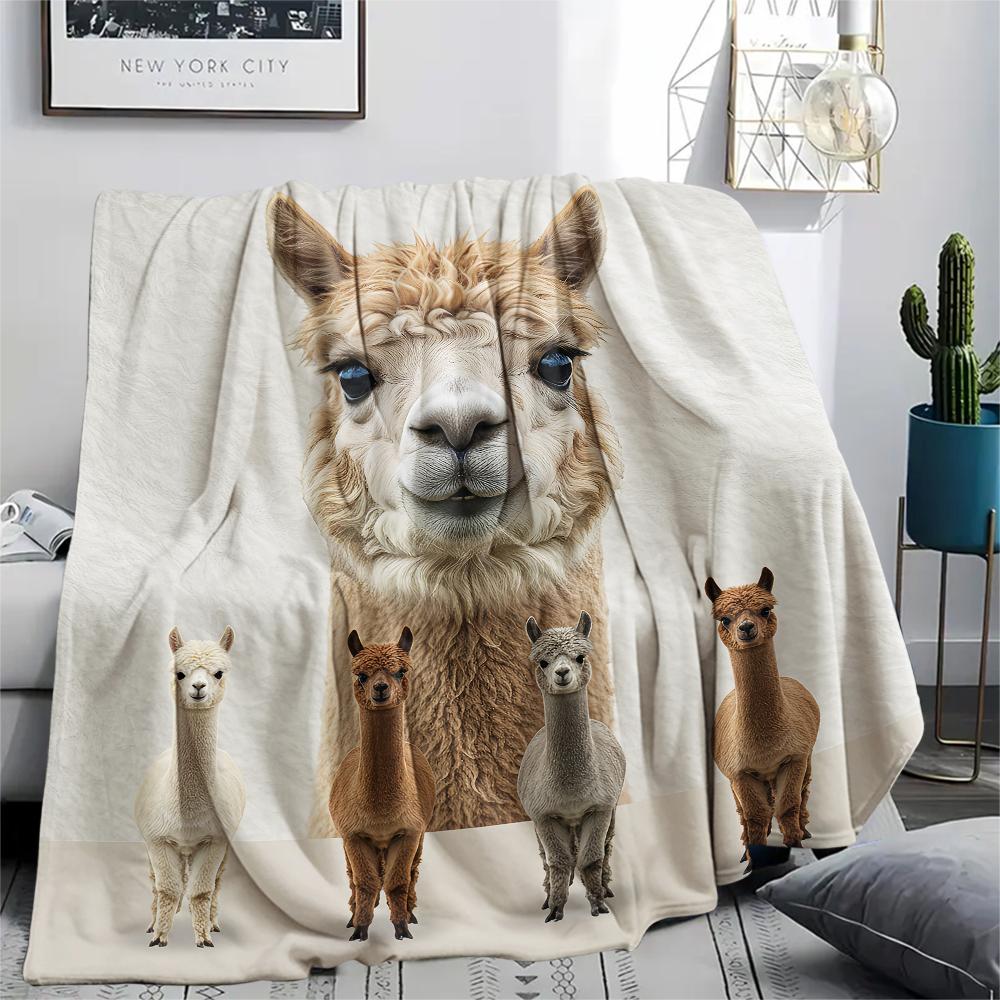 1Pc Horse Alpaca Print Flannel Blanket, High quality Comfortable for All Seasons, Home Decor, Warmth and Comfort, Perfect for Gifts