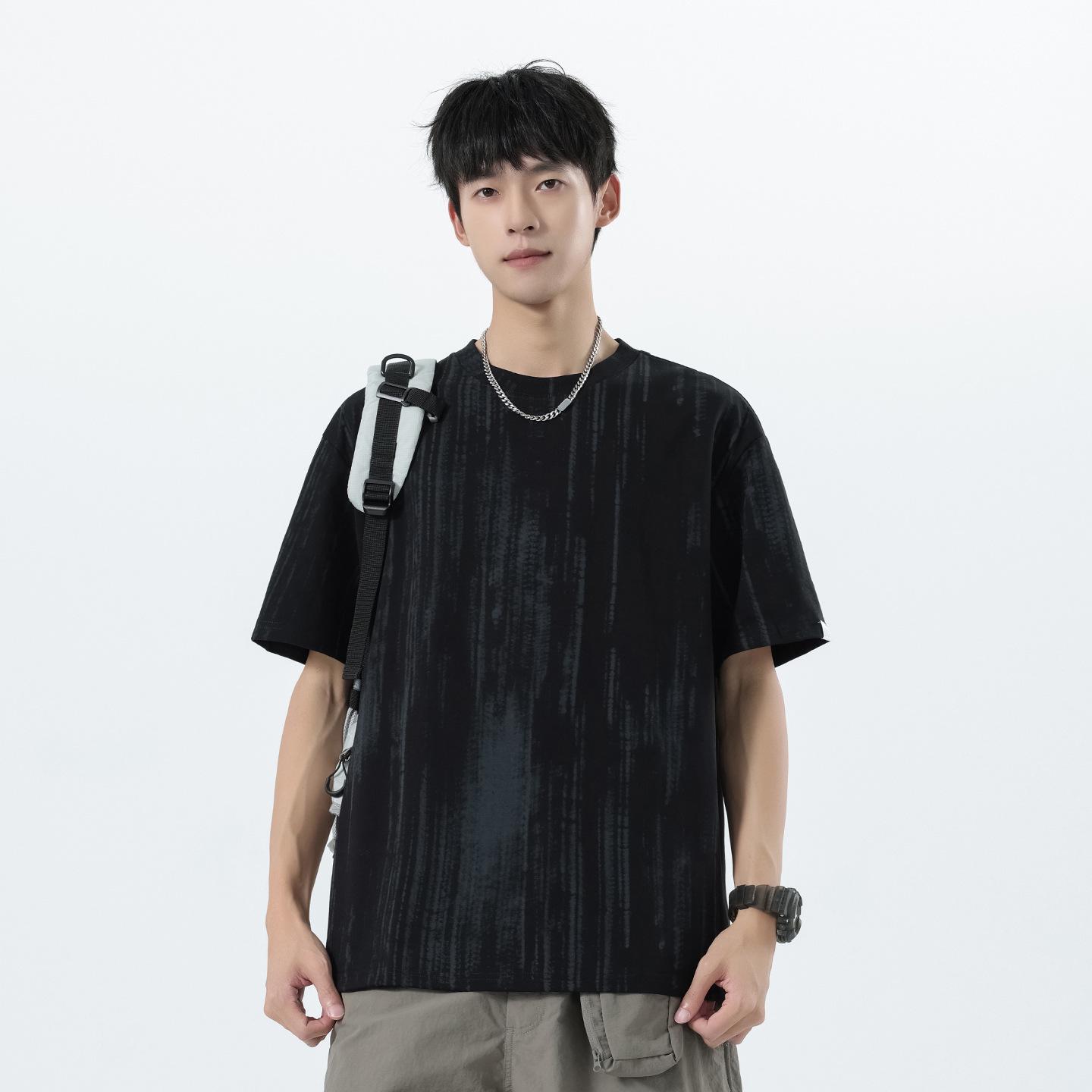 

Pengyun Men s High-Weight Loose Fit Round Neck Short Sleeve Summer T-Shirt XL чорний