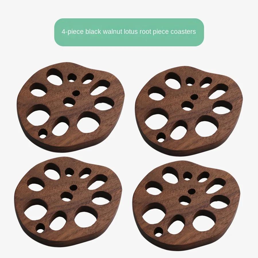 Wooden Lotus Root Water Coaster Household Coaster Wooden Coaster Dining Table Anti-scalding Heat Insulation Pad Solid Wood Lotus