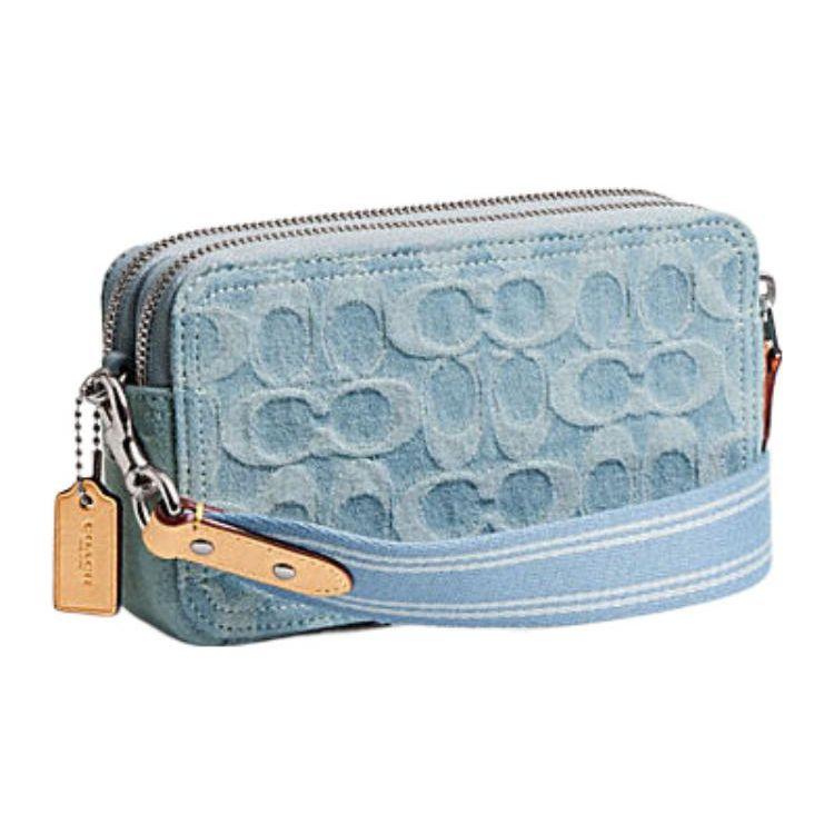 Coach Signature Denim Canvas Wristlet Clutch Bag Daily CK010-LHPBU