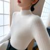 Premium Cashmere Rib-Knit Women's Slim-Fit Warm Sweater - Semi-High Neck, Thickened for Autumn & Winter.