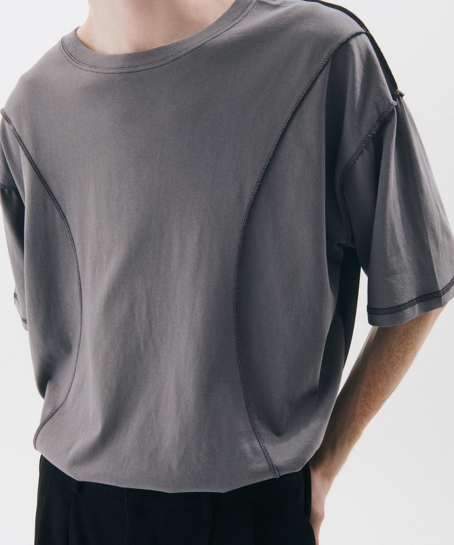 Triple Sense Wavy Stitch Silket T-Shirt_ Charcoal M