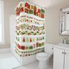 Tu Festive Christmas Shower Curtain Holiday Red Green Pattern Waterproof Bathroom Decor Festive Xmas Holiday Home Textile Fabr