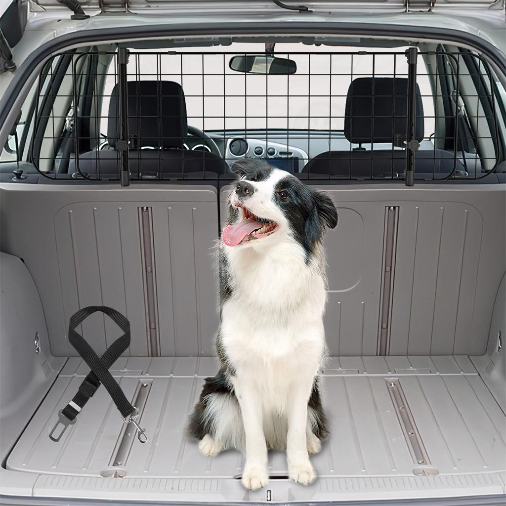 12'' Dog Guard Car, Car Safety Guard Adjustable Width, Dog Trunk Partition, Safety Guard For Dogs With Seat Belt, Dog Net Car, Car Guard