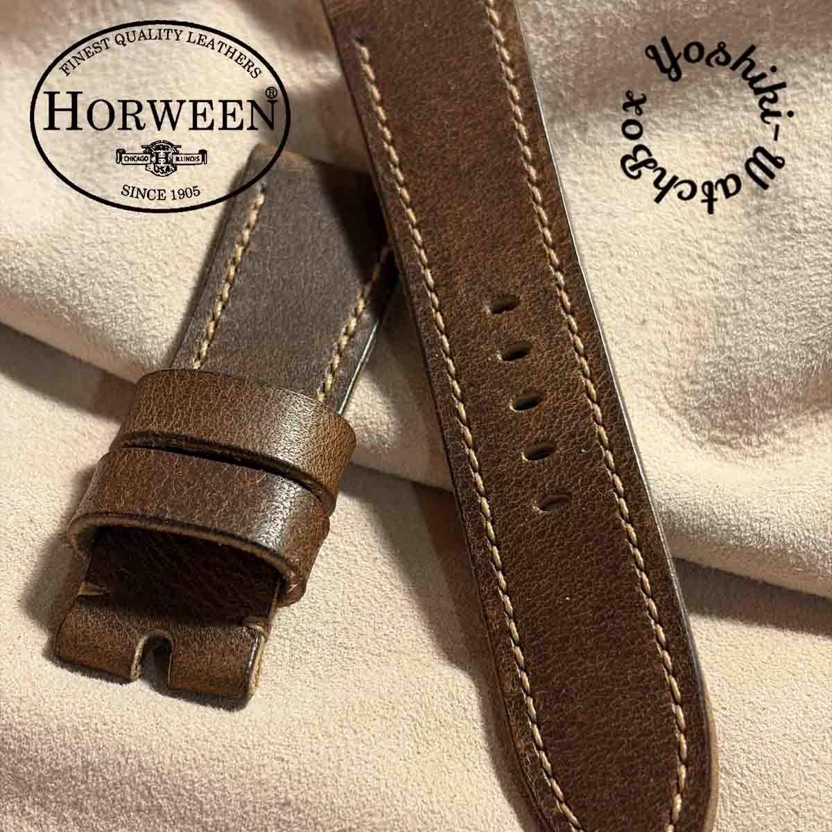 Used hor-252 HORWEEN Derby / Brown Watch Strap (Lug 24mm - Buckle Width 22mm)