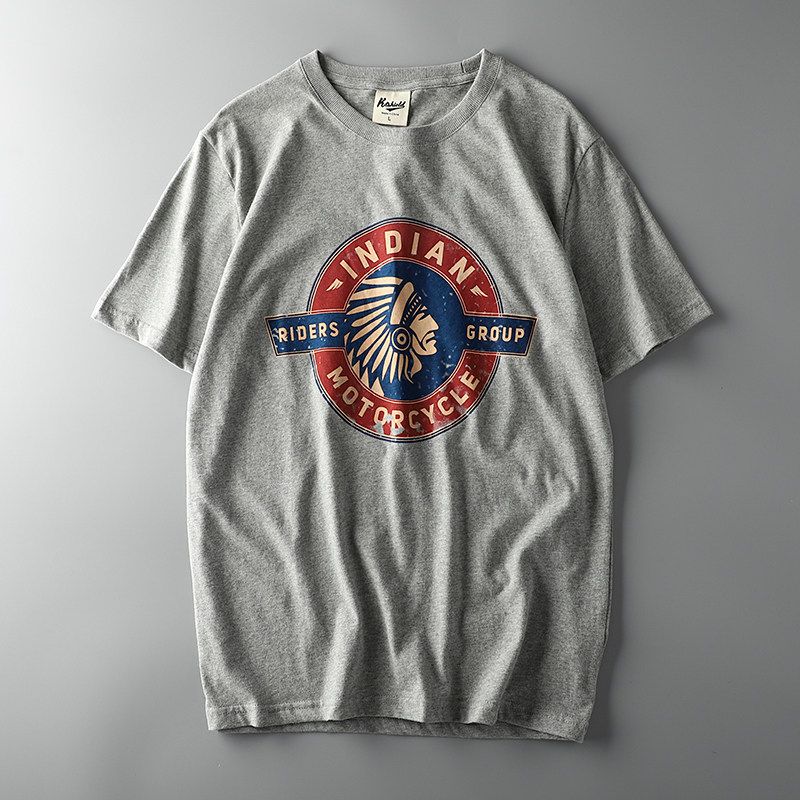 Export Tail Single Men s Cut Label Cattle Goods Amekaji American Retro T-shirt Short Sleeve Trendy Super Hot Half Sleeve Tops 1020 Flower Ash L