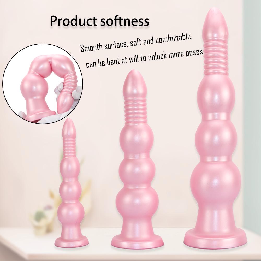 Silicone Threaded Ultra-Long Thick Anal Plug and Dilator for Women - Wearable Fake Penis Sex Toy