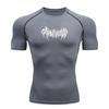 Men's Quick Dry Compression Athletic T-Shirt, Black Death Metal Spiky Print Breathable Stretchy Top for Gym Workout Running Training Sports Wear