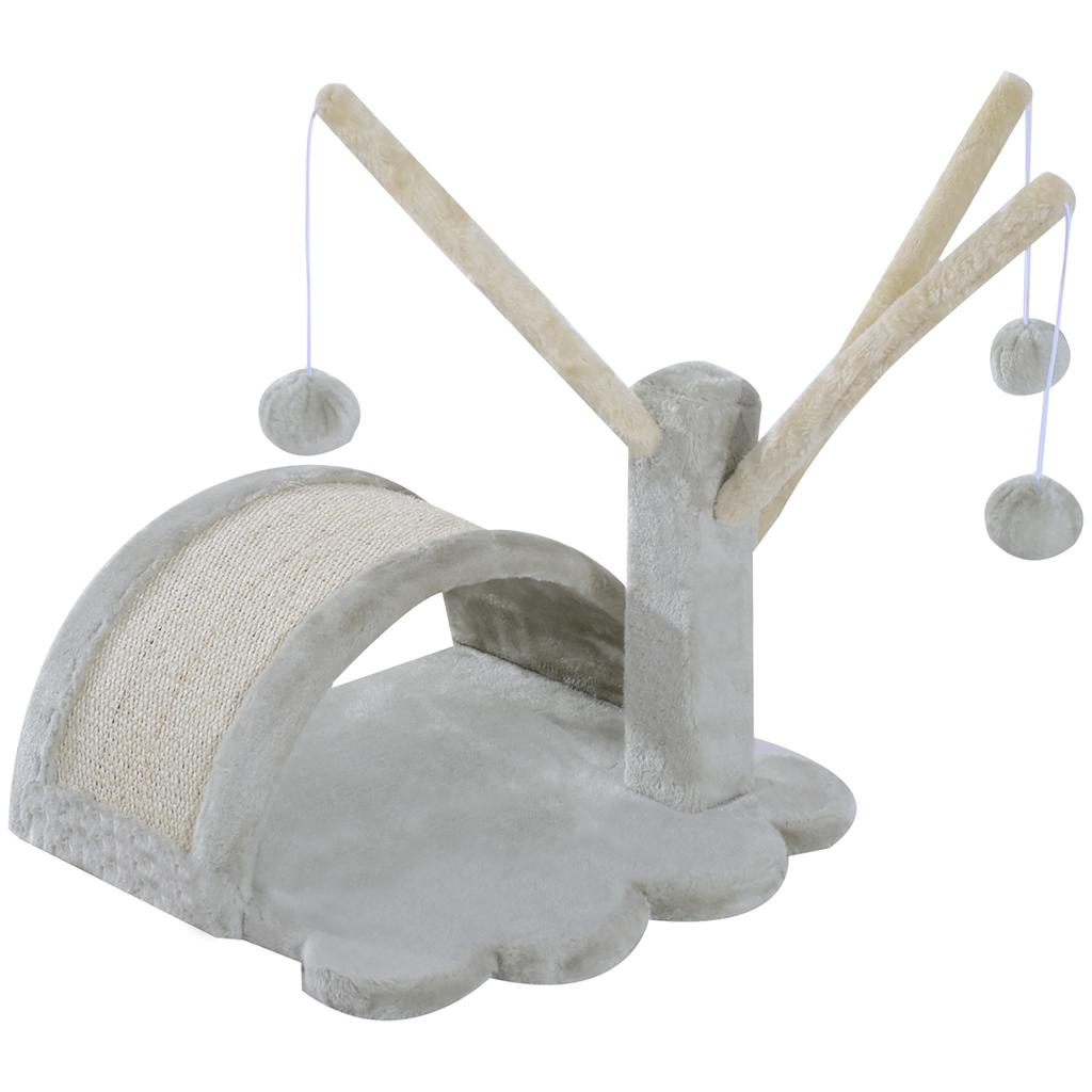 Cat Tree 40 cm Small Cat Tower with Cave, 2 Play Balls, Scratching Mat, Cat Scratching Post, Climbing Tree, for Small & Large Cats, Light Gray