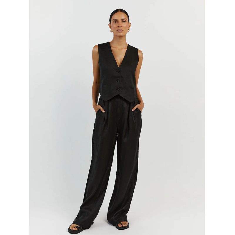 Sleeveless V-neck Vest Pants Set Casual Sleeveless V-neck Vest Solid Trousers Set
