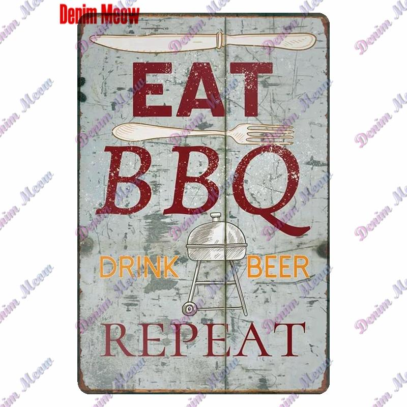 Pancarte Métallique Rétro pour Fête Barbecue Zone BBQ des Papas Temps de Grillade Affiche Décoration Murale pour Bar Pub Cuisine Maison WY
