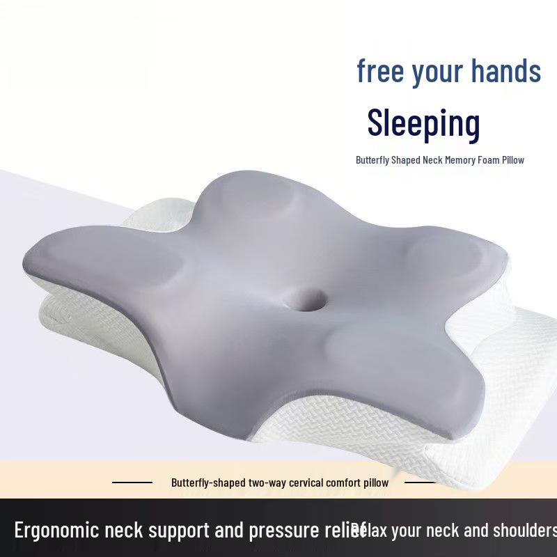 Butterfly-Shaped Memory Foam Pillow for Breathable Neck Support and Cervical Spine Comfort