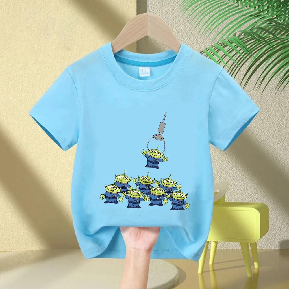 Summer Kids Disney Toy Story Aliens T-Shirt Daily Leisure and Theme Activities Wear Unisex Cotton Short Sleeve
