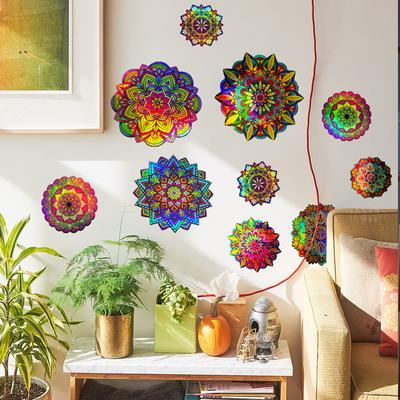 Ls13502 Laser Material Farbverlauf Bunte Mandala Blume Wandaufkleber Betrachtungswinkel Unterschiedliche Muster und Farben
