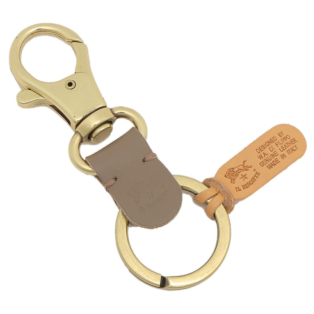 IL BISONTE Key Ring, Greige, for Men and Women, SKH016 PG0001 GY103 [Used]