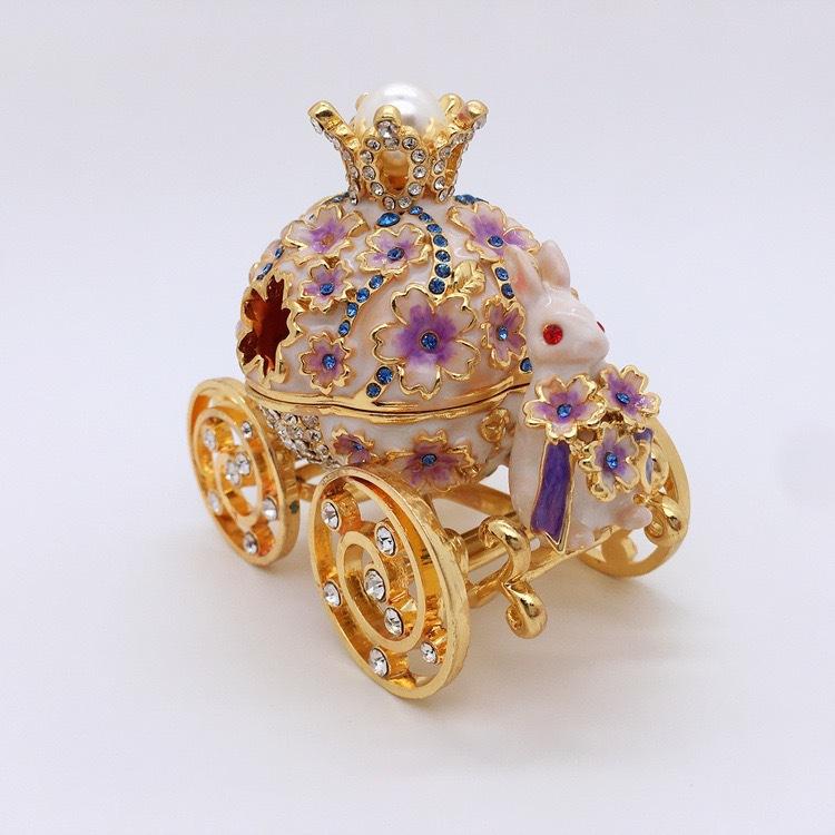 Rabbit Carriage Enamel Jewelry Box Proposal Ring Box Earrings Storage Box Wedding Gift Box Tide Play Small Gift