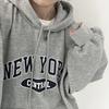 Fleece and thicker Korean version of niche casual hooded sweater women's ins lazy style design sense letter printing women's coat