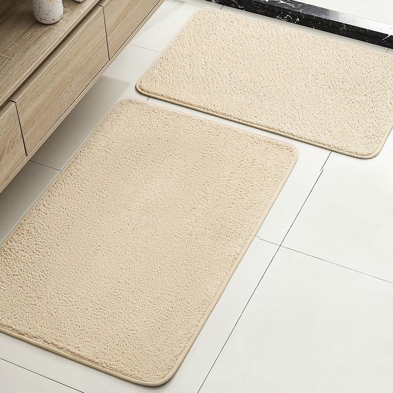 Hot-Selling Solid Color Imitation Cashmere Floor Mat Bathroom Door Mat Bathroom Absorbent Foot Mat Two-Piece Set