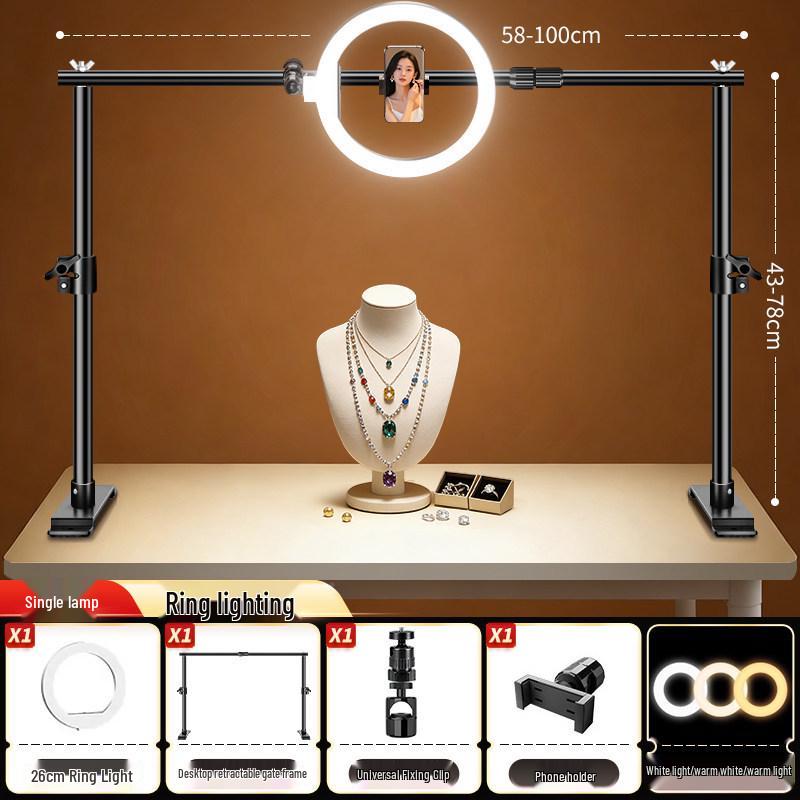 Ruiteng LED Double Row Overhead Fill Light with Telescopic Background Stand and Cloth Holder