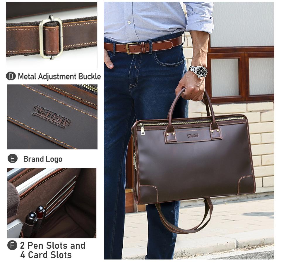 Black Angel Genuine Leather 14.2" Laptop Messenger Bag for Men