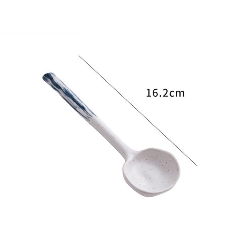 Ceramic Soup Spoon Retro Coffee Spoon Long Handle Spoon Japanese Tableware Eating Spoon Tea Scoop Kitchen Cooking Utensil Tool