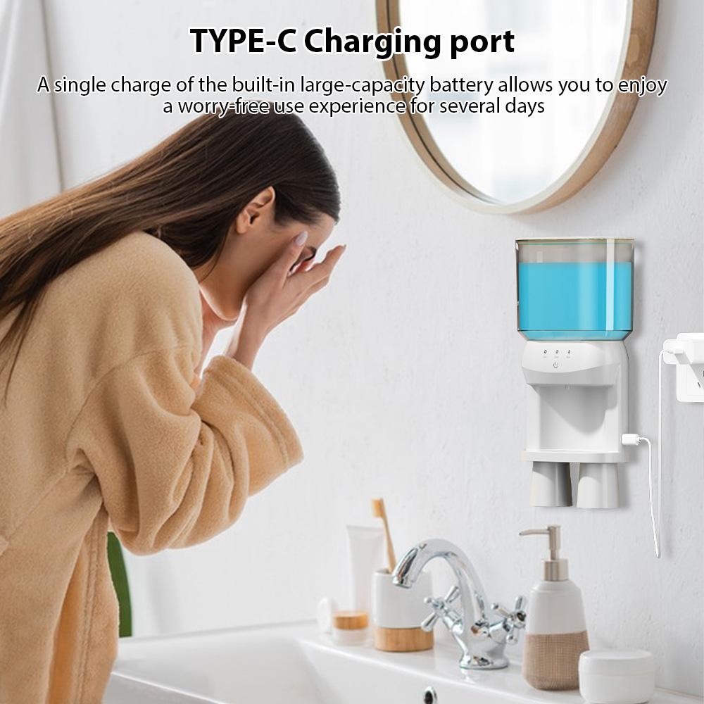 

Automatic Mouthwash Dispenser Touchless Sensor Wall Mounted Mouthwash Dispenser with 2 Magnetic Cups 3 Dispensing s Waterproof Refilla