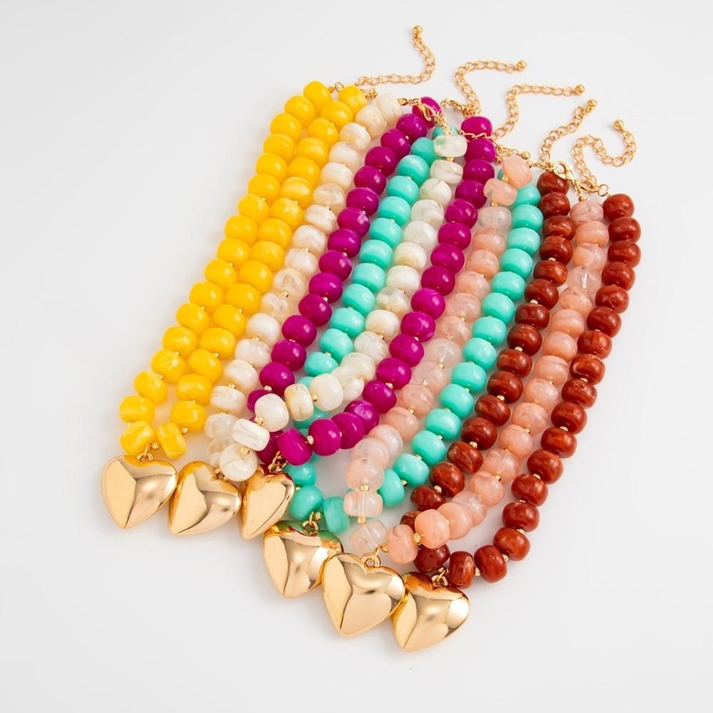 Bunte Perlen Choker Halsketten Dicke Perlen Farbige Anhänger Schmuck Damen