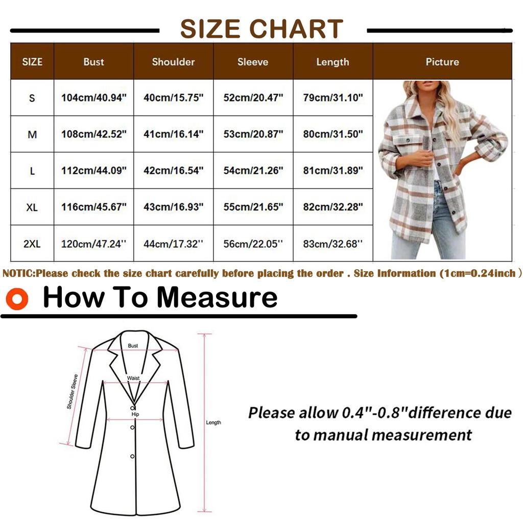 Damen-Hemden mit gebürstetem Karomuster, langärmlig, Flanell, Revers, Knopfleiste, Taschen, Shacket-Jacke, Mäntel