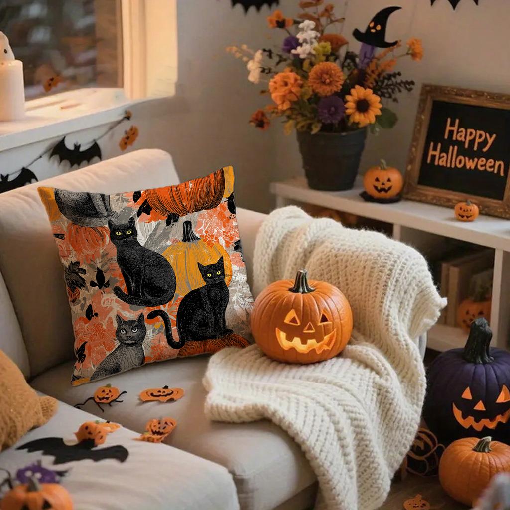 Pumpkin & Ghost Patterned Pillowcasessuitable For Sofa Car Bedroom Decorative Cushion Cover Pillow Cover