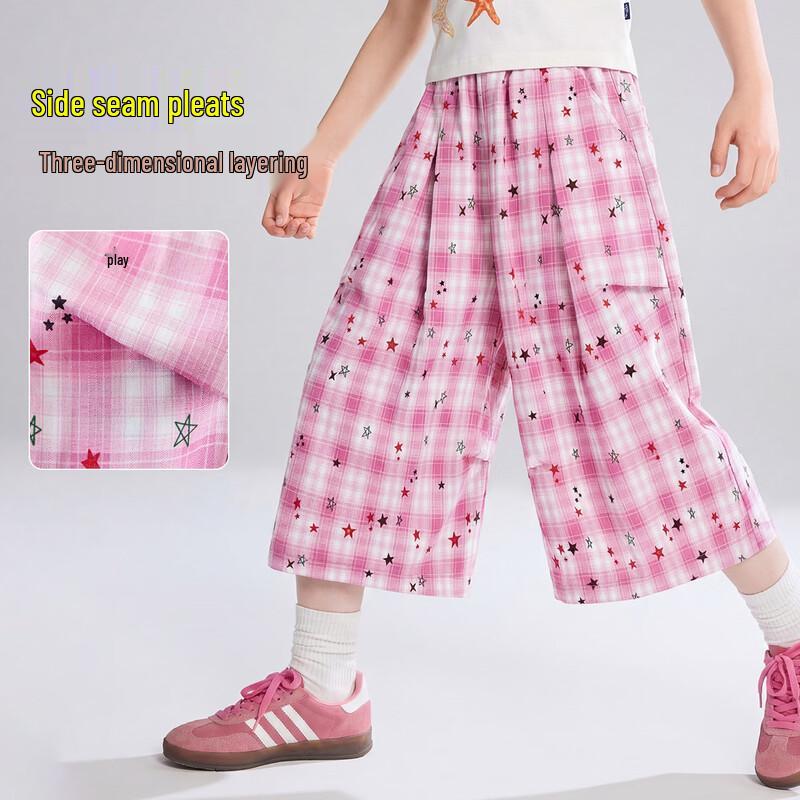 

ASK JUNIOR Girls Summer Plaid Star Casual Pants 110