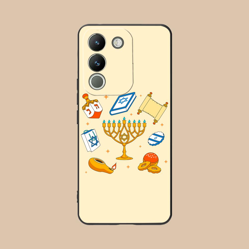 Jewish Hanukkah Mobile Phone Case for VIVO Y77 76 75 74 73 72 58 56 55 51 50 38 36 Y19 Y18 Y03 Y01 5G Colorful Printing Cover