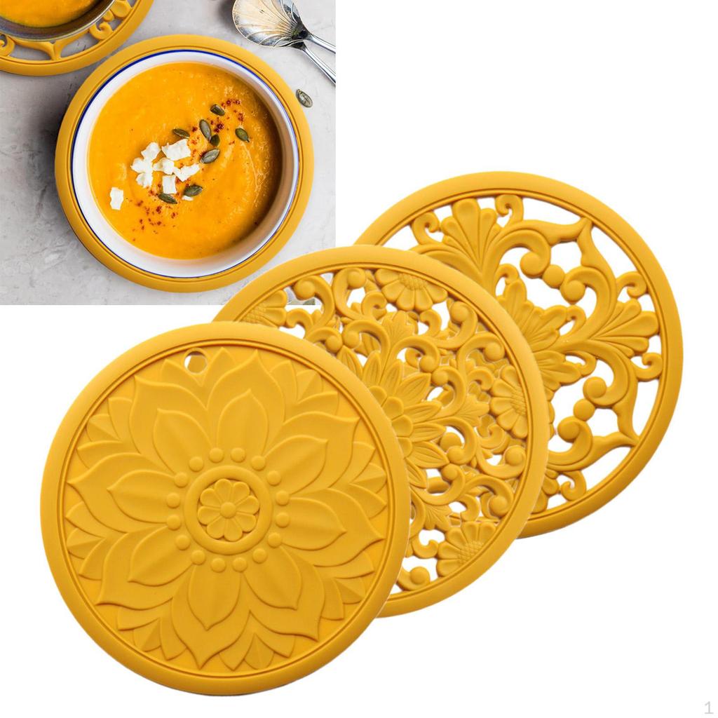 3 / Set Multifunctional Round Silicone Kitchen Countertop Tableware Non- Mat