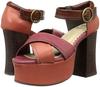 Yosuke Platform Sandals 2810109 Women's Red-Brown Combination Sandals, Sizes 25.0cm-25.5cm