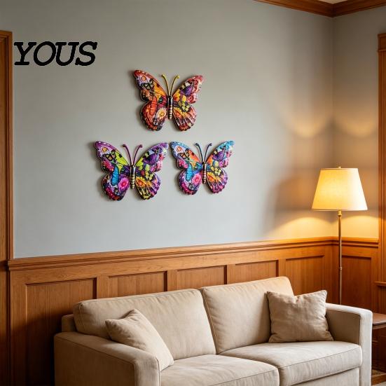 UV Printed Metal Art Butterfly Wall Decor Weather-Resistant Outdoor Use Durable Iron 2D Flat Craftsmanship Craft Hanging Vibrant Colors Easy To Mount